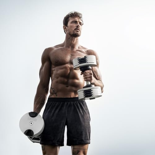 SMRTFT NUOBELL Adjustable Dumbbells | The Original All-in-One NUOBELL Adjustable Dumbbell Set | Feels Real Like Traditional Dumbbells | 5-80 lbs | Highly Durable | Best 2 Year Warranty | Tactical