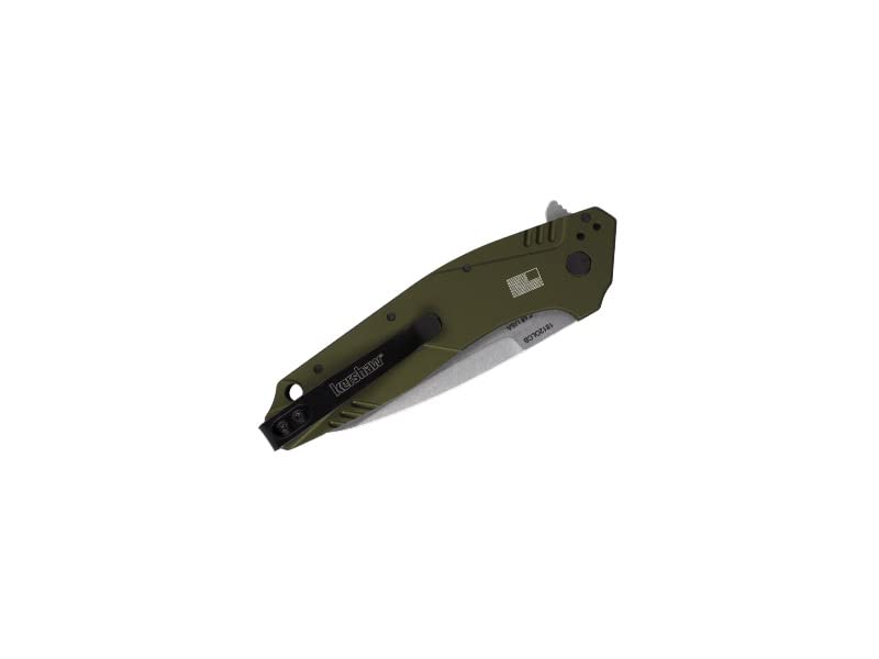 Kershaw Dividend Pocketknife, Olive, 3" CPM D2 and Bohler N690 Composite Drop PointBlade, Assisted Flipper Opening