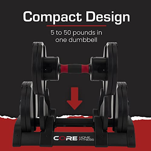 Core Fitness® Adjustable Dumbbell Weight Set by Affordable Dumbbells - Space Saver - Dumbbells for Your Home
