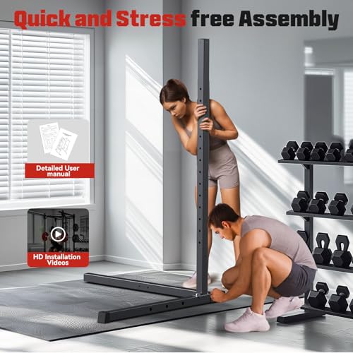 Sportsroyals Power Rack, Multi-Functional Power Cage with LAT Pulldown Pulley System, Squat Rack with More Training Attachments for Home Gym (Red),1200 lbs Weight Capacity