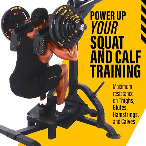Powertec Fitness Levergym Calf Raise and Squat Machine, Black, 58” x 55” x 61.6”, 500 lbs Max Capacity Weight Training Equipment for Leg Exercise - Premium Home Workout Equipment