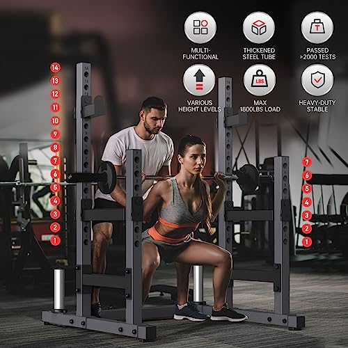 PASYOU Squat Rack for Home Gym with Max Load 1800 lbs for Bumpers and 600 lbs for J Hooks (Model:SR30)
