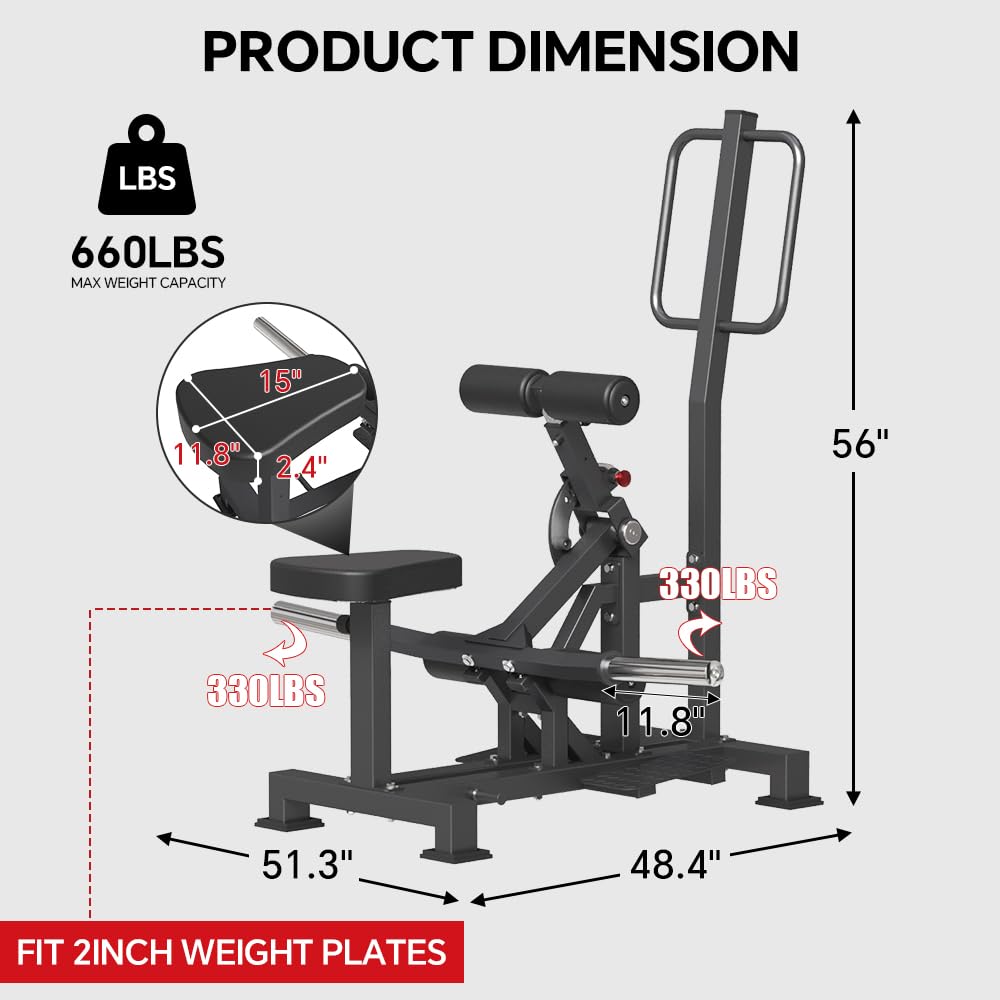 FAGUS H Standing Hip Thrust Machine, 660LBS Plate Loaded Vertical Hip Thrust Sissy Squat Machine with Band Pegs, Adjustable Glute Bridge Squat Machine for Butt Shaping and Glute Muscles Building,Black
