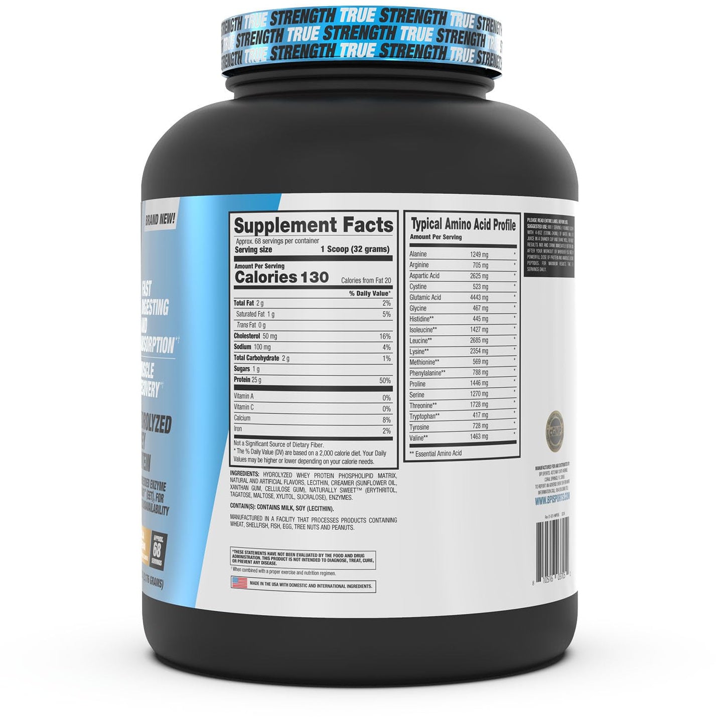BPI Sports Hydro HD - 100% Hydrolyzed Whey Protein Powder - Muscle Growth, Recovery, 25g of Protein, Low Carb, Low Sugar, Fast Absorbing (68 Servings, Vanilla Ice Cream)