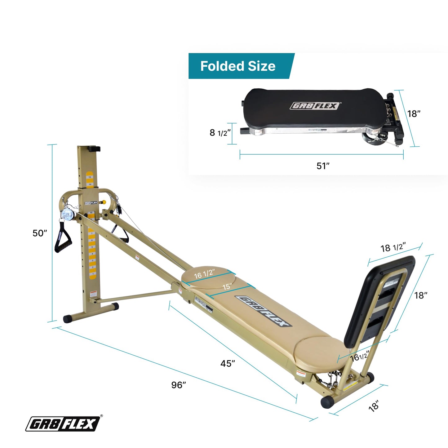 GR8FLEX High Performance Gym with Total Over 100 Workout Exercises (Golden Model)