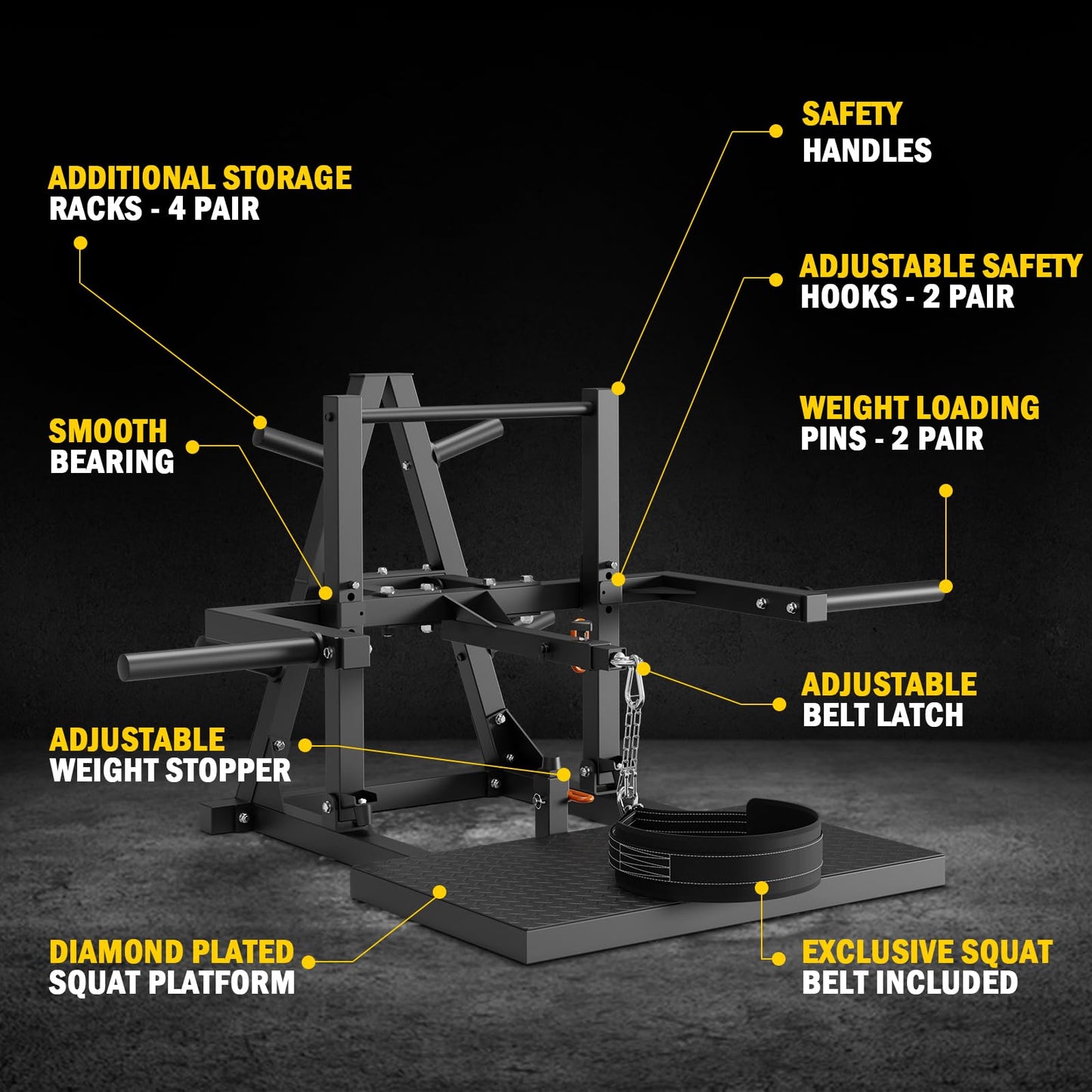 Syedee Belt Squat Machine, Leg Press Machine, Leg Workout Equipment Squat Machines for Home Gym, Leg Machine with Weightlifting Belt - 11 Gauge Steel, 1000 lb Capacity