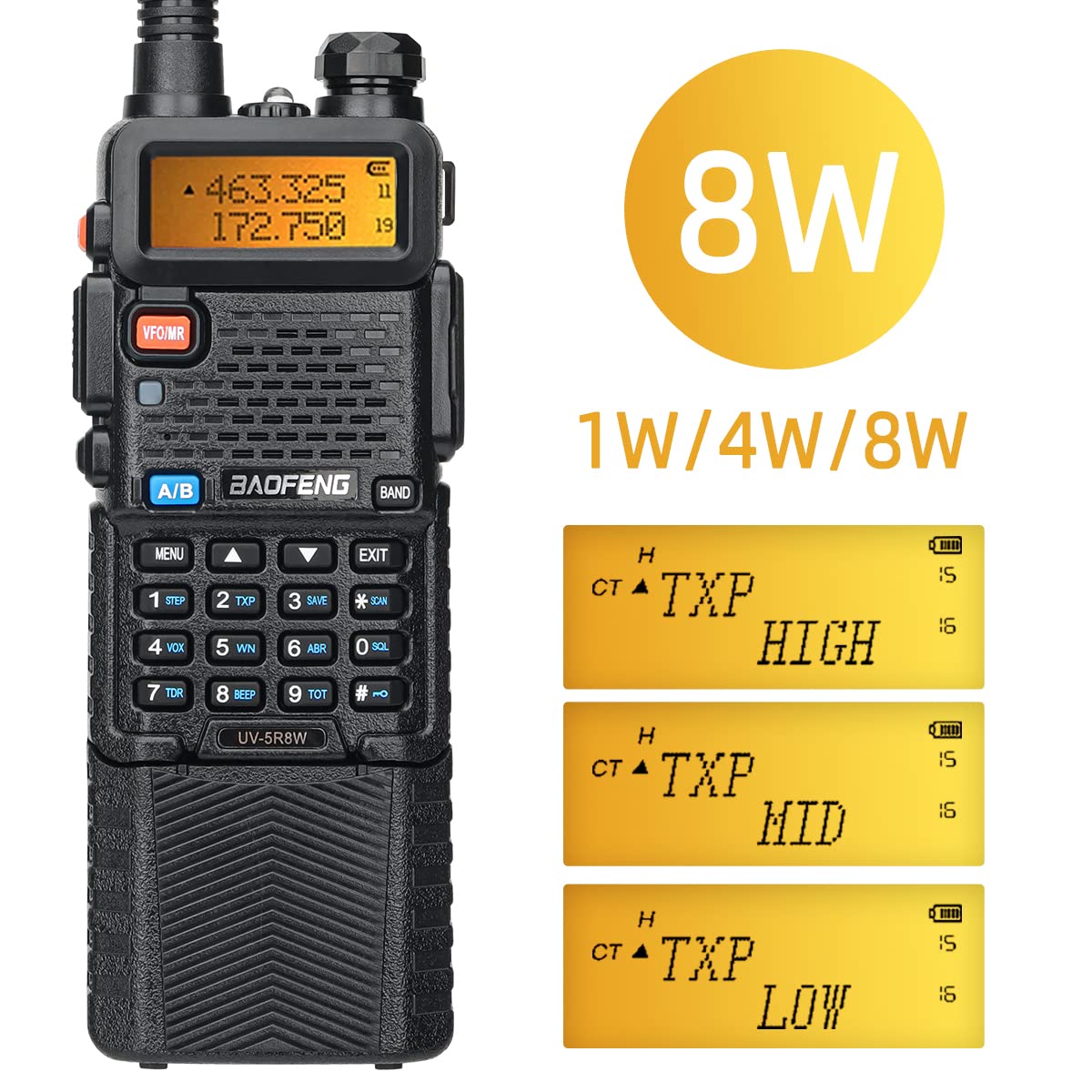 BAOFENG UV-5R Ham Radio 8W Long Range UV5R Dual Band Handheld Rechargeable Walkie Talkies Two Way Radio Portable Radio Full Kit,2Pack