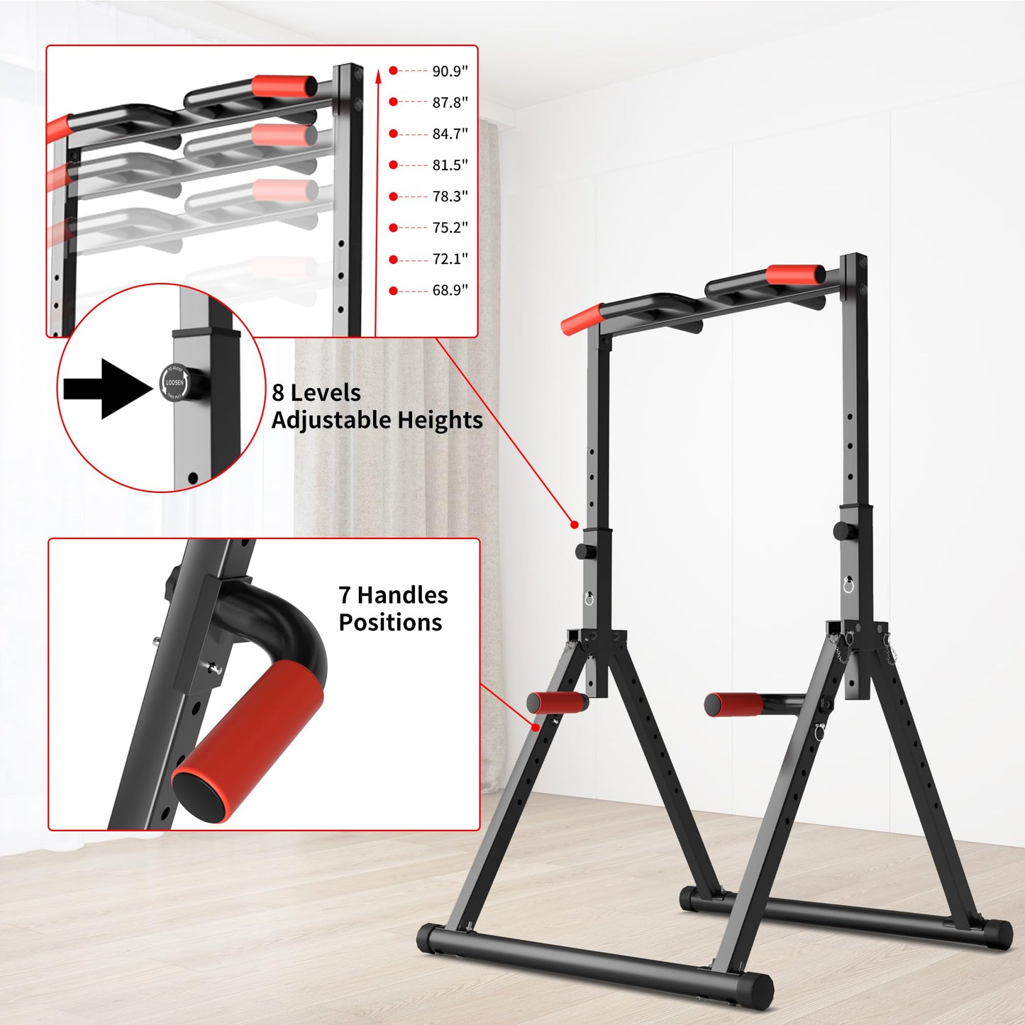 Joppoint Pull Up Bar Station, Foldable Power Tower Dip Bar for Pull-up Push-up Home Gym Strength Training Workout Equipment