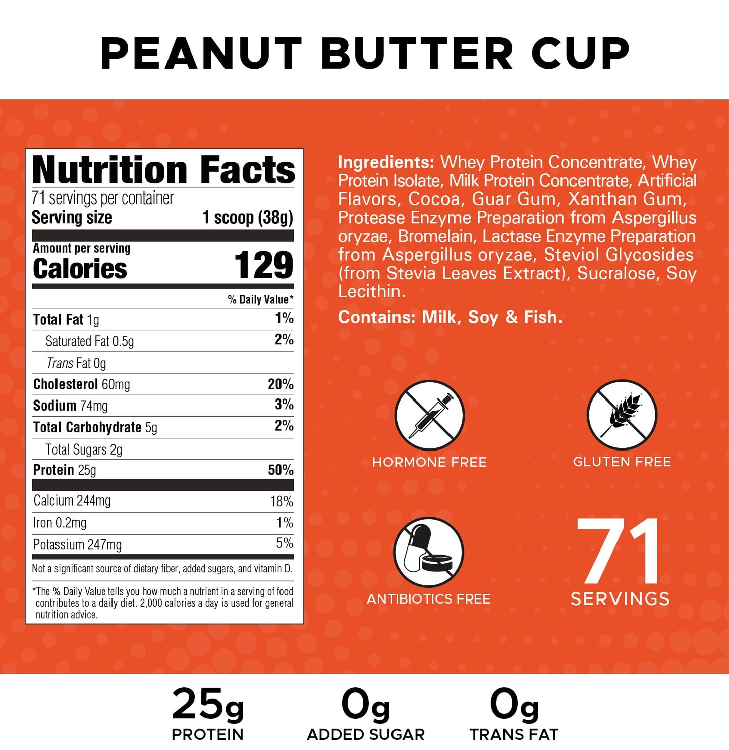 Revolution Nutrition, High Whey, Protein Powder, Whey Isolate, Gluten Free, Lean Muscle Mass for Men & Women, 25g of Protein Per Scoop, 2.7kg, 73 Servings (Peanut Butter Cup, 6 Pound)