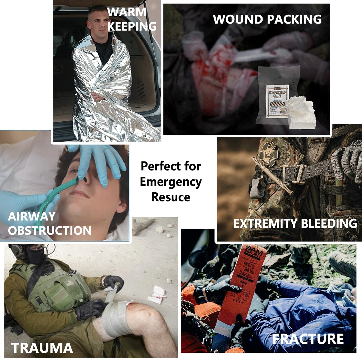 RHINO RESCUE IFAK Trauma First Aid Kit Molle Medical Pouch for Car Home Travel Hiking (Black)