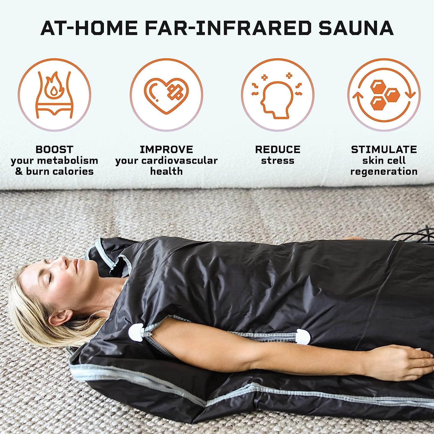 LifePro Sauna Blanket for Detoxification - Portable Far Infrared Sauna for Home Detox Calm Your Body and Mind Regular Black