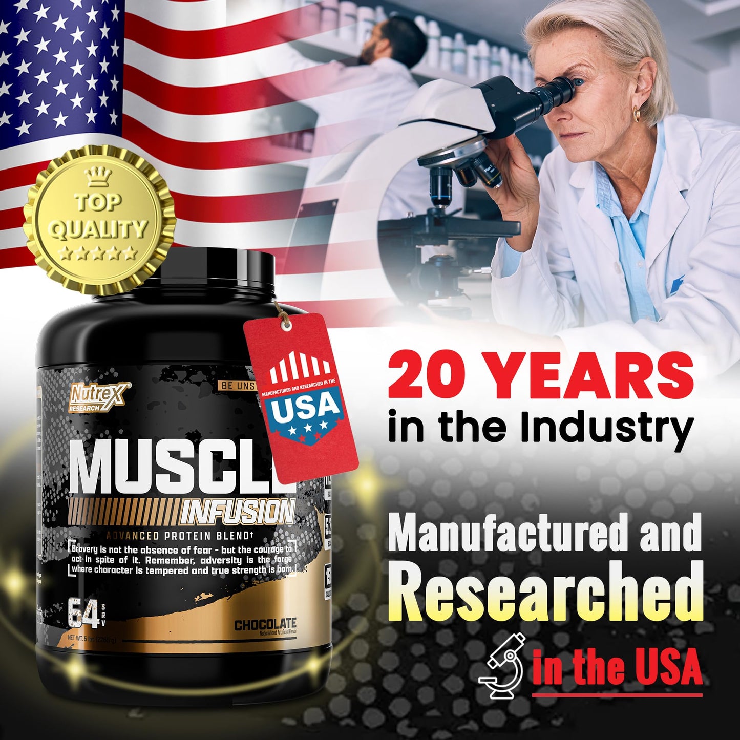 Nutrex Research Whey Protein Powder, Chocolate Muscle Infusion Whey Isolate w/EAA & Hi BCAA for Muscle Gain - 5 Pounds - Muscle Builder for Men & Women, Sports Nutrition, Delicious Taste & Texture