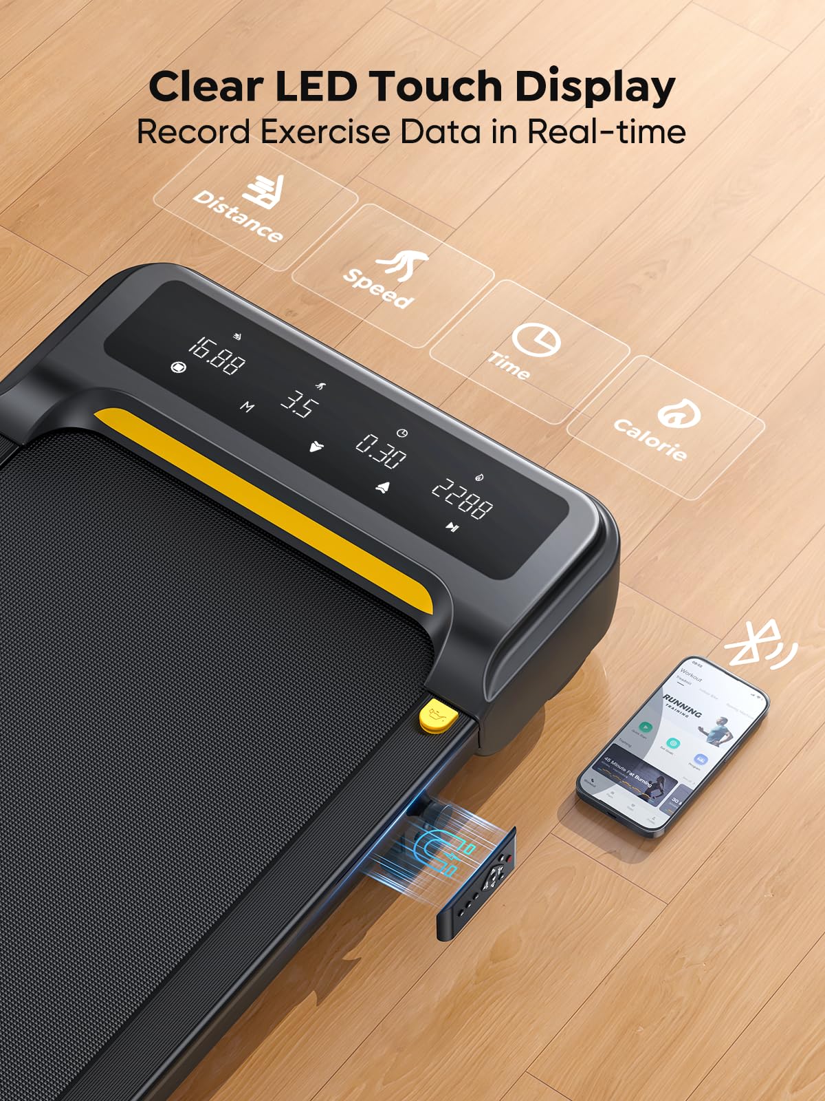 Under Desk Treadmill with Incline, Portable Walking Pad Treadmill for Home/Office, 2.5HP Walking Jogging Running Machine 300 lbs Capacity with LED Display, Remote Control/App Control