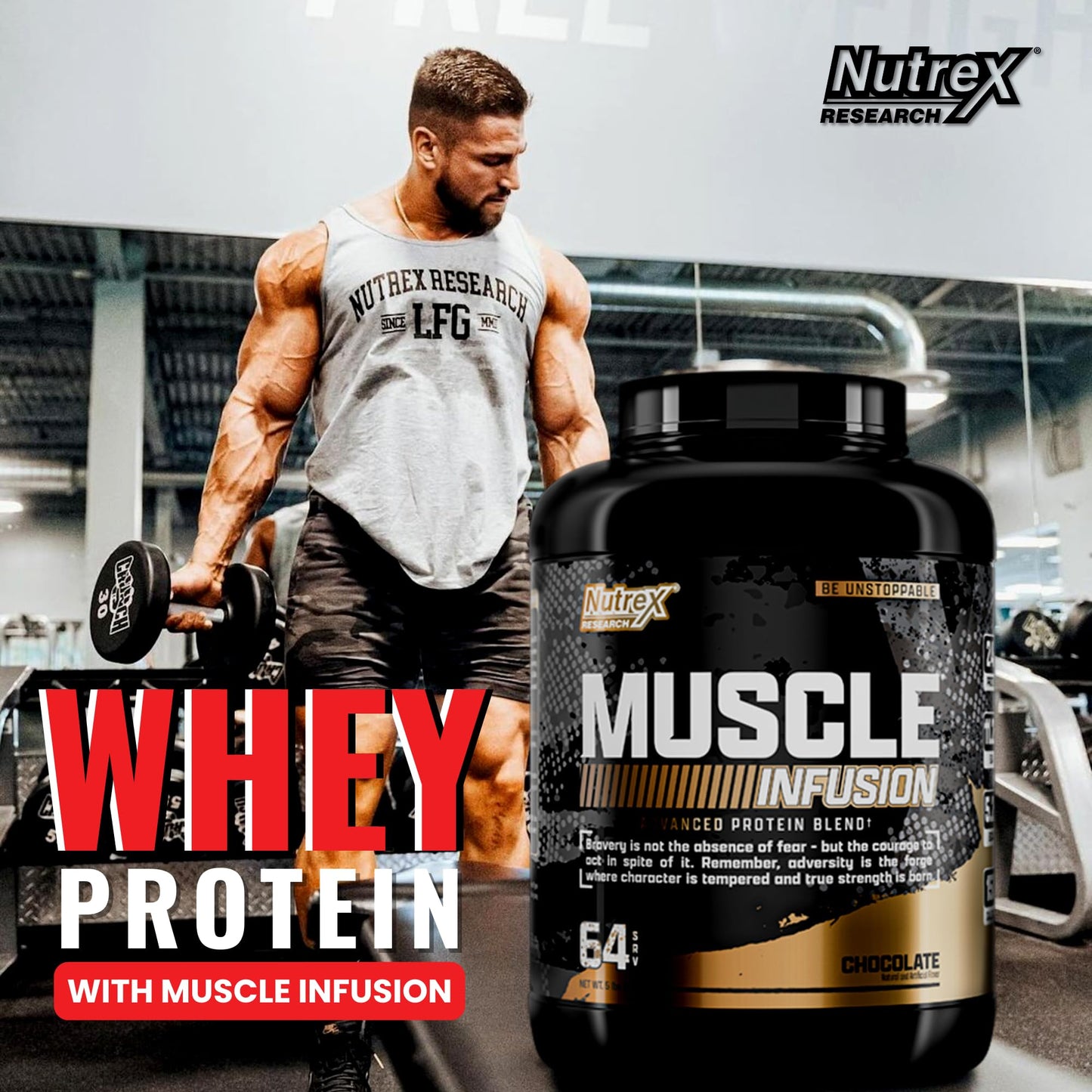 Nutrex Research Whey Protein Powder, Chocolate Muscle Infusion Whey Isolate w/EAA & Hi BCAA for Muscle Gain - 5 Pounds - Muscle Builder for Men & Women, Sports Nutrition, Delicious Taste & Texture