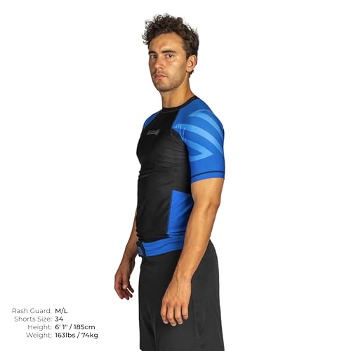 Sanabul Essentials Short Sleeve Compression Shirt for Men | Jiu Jitsu BJJ T Shirt (X-Small, Blue)