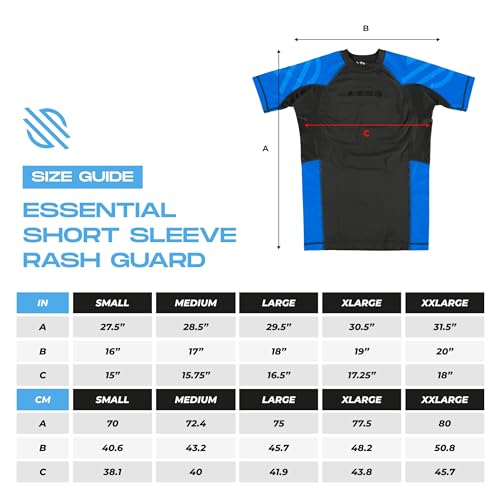 Sanabul Essentials Short Sleeve Compression Shirt for Men | Jiu Jitsu BJJ T Shirt (X-Small, Blue)
