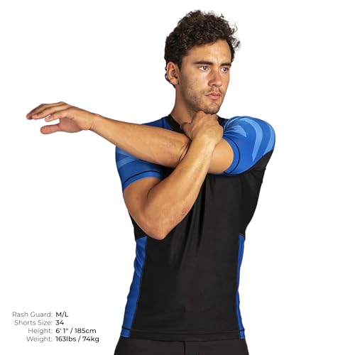 Sanabul Essentials Short Sleeve Compression Shirt for Men | Jiu Jitsu BJJ T Shirt (X-Small, Blue)