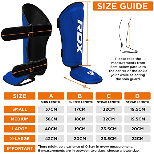 RDX Shin Guards Kickboxing Muay Thai, SATRA SMMAF Approved, Premium Maya Hide Leather, Leg Instep Protection Pads, MMA Martial Arts Kicking Sparring Training Gear, BJJ Karate Boxing Taekwondo, Black