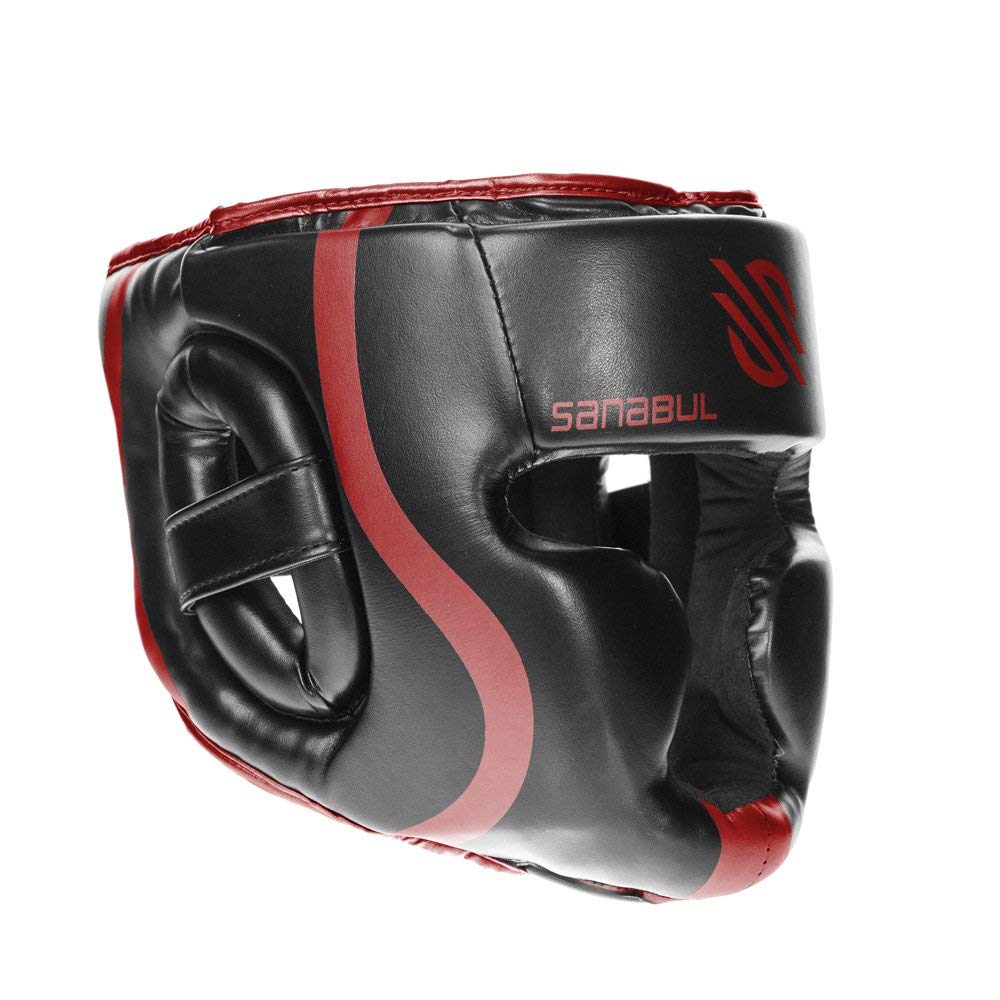Sanabul Essential Boxing Headgear for Men & Women | Muay Thai and MMA Headgear | Sparring Headgear | Boxing Head Gear with Full Face Coverage (Red, L/XL)