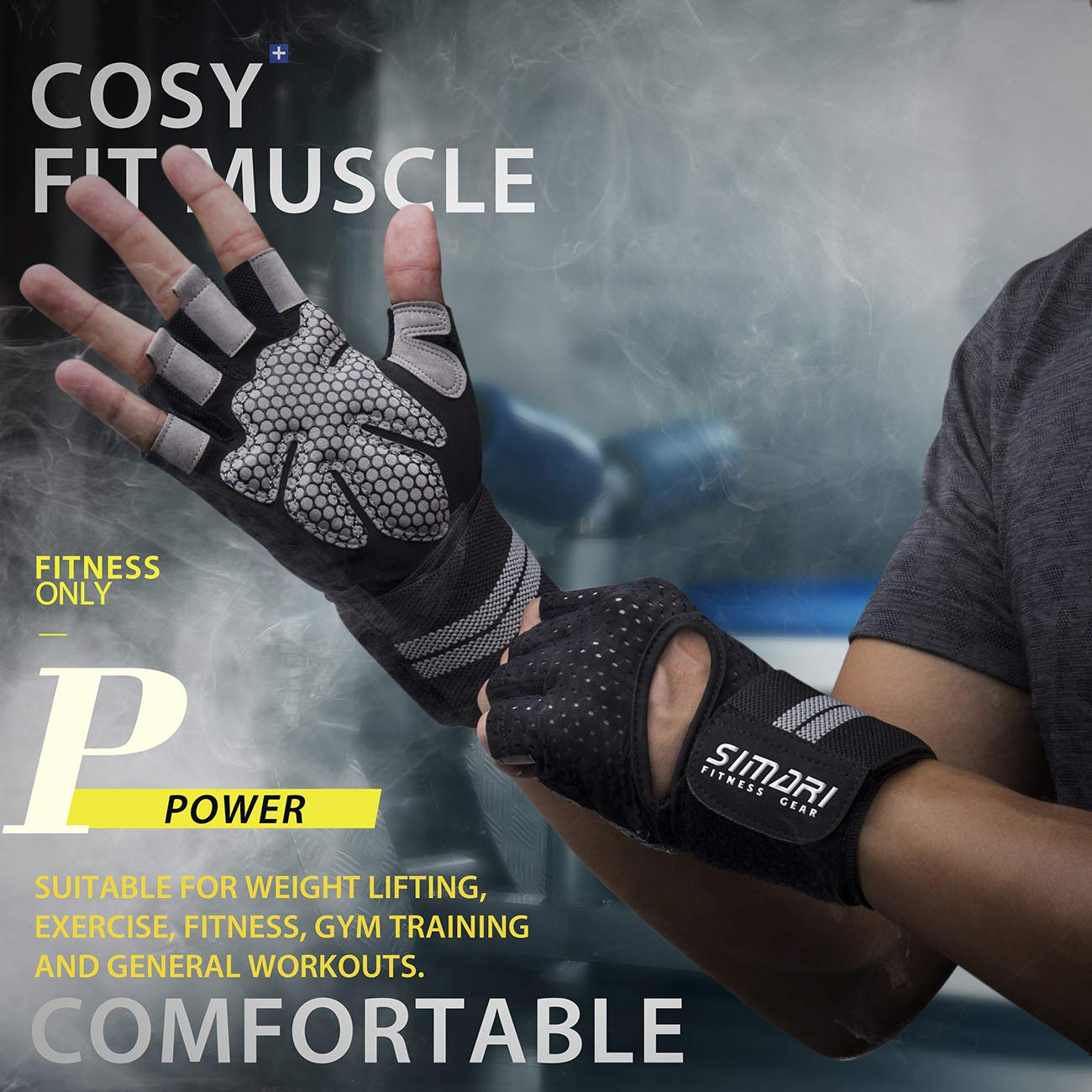 SIMARI Workout Gloves Mens and Women Weight Lifting Gloves with Wrist Support for Gym Training, Full Palm Protection for Fitness, Weightlifting, Exercise, Hanging, Pull ups