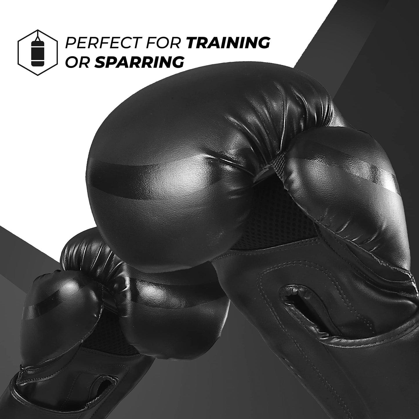 Sanabul Essential Gel Boxing Gloves | Pro-Tested Kickboxing Gloves for Men and Women | Ideal for Boxing, MMA, Muay Thai, and Heavy Bag Training All Black, 16 oz