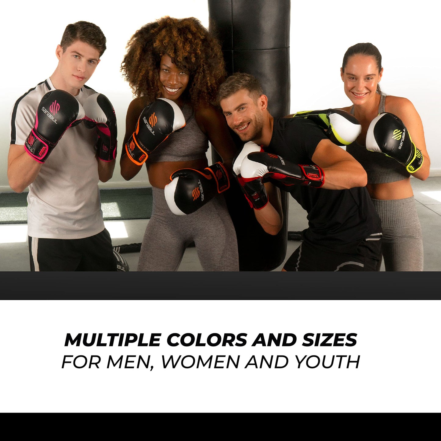 Sanabul Essential Gel Boxing Gloves | Pro-Tested Kickboxing Gloves for Men and Women | Ideal for Boxing, MMA, Muay Thai, and Heavy Bag Training All Black, 16 oz