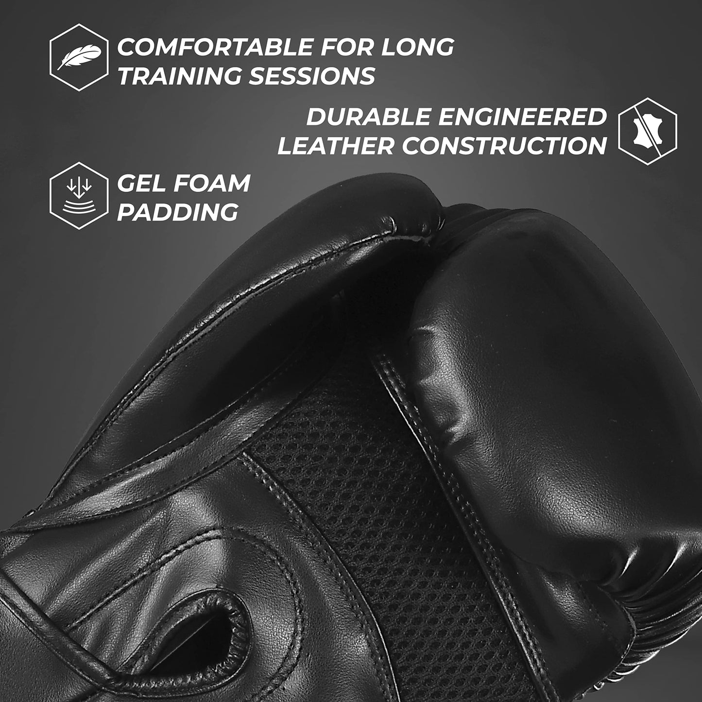 Sanabul Essential Gel Boxing Gloves | Pro-Tested Kickboxing Gloves for Men and Women | Ideal for Boxing, MMA, Muay Thai, and Heavy Bag Training All Black, 16 oz