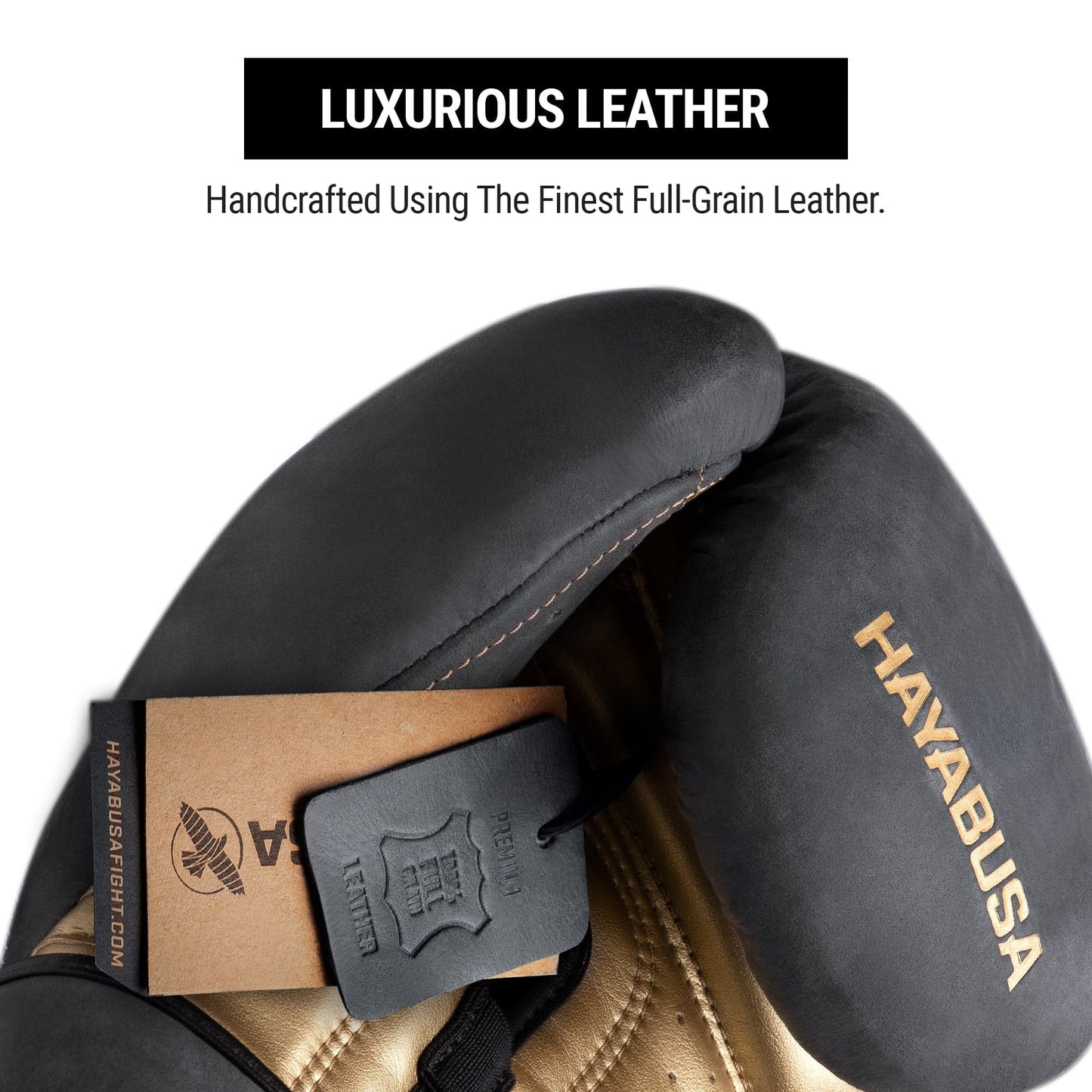 Hayabusa T3 LX Leather Boxing Gloves Men and Women for Training Sparring Heavy Bag and Mitt Work - Obsidan/Gold, 12 oz