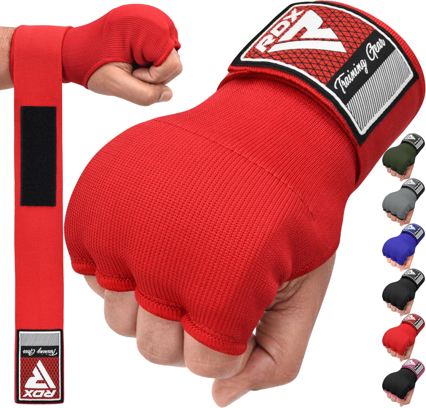 RDX Gel Boxing Hand Wraps Inner Gloves Men Women, Quick 75cm Long Wrist Straps, Elasticated Padded Fist Under Mitts Protection, Muay Thai MMA Kickboxing Martial Arts Punching Training Bandages