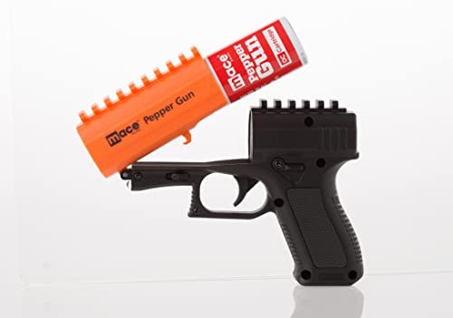 Mace Brand Self Defense Pepper Spray Gun 2.0 – Accurate 20’ Spray, Leaves UV Dye on Skin, Replaceable Cartridge (80406) — for Women/Men, Made in the USA, Black /Orange,1 Pack