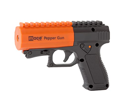 Mace Brand Self Defense Pepper Spray Gun 2.0 – Accurate 20’ Spray, Leaves UV Dye on Skin, Replaceable Cartridge (80406) — for Women/Men, Made in the USA, Black /Orange,1 Pack