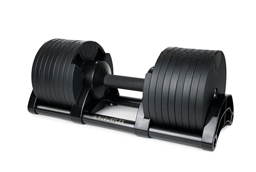 NUOBELL style Adjustable Dumbbell (Single) by ROBURFLEX for Workout Strength Training Fitness Home Gym - Matte Black Color - 80lb
