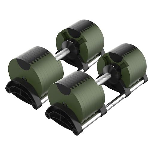 NUOBELL Adjustable Dumbbell Pair 5-80 lbs : the Adjustable Dumbbells and Free Weights You've Always Wanted for Home Gym, Weight Benches and Dumbbell Exercise. Ships as 2 Packages. (Tactical Green)