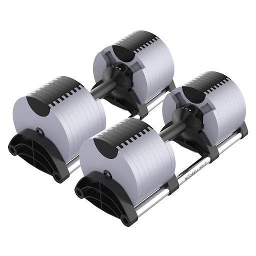 NUOBELL Adjustable Dumbbell Pair 5-80 lbs : the Adjustable Dumbbells and Free Weights You've Always Wanted for Home Gym, Weight Benches and Dumbbell Exercise. Ships as 2 Packages. (Ash)