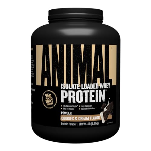 Animal Whey Isolate Protein Powder - Loaded for Pre & Post Workout Muscle Builder and Recovery with Digestive Enzymes for Men & Women - 25g Protein, Great Taste, Low Sugar - Chocolate 4 lbs