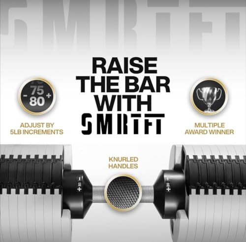 SMRTFT NUOBELL Adjustable Dumbbells | The Original All-in-One NUOBELL Adjustable Dumbbell Set | Feels Real Like Traditional Dumbbells | 5-80 lbs | Highly Durable | Best 2 Year Warranty | Tactical