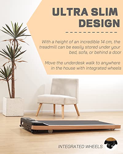 Maksone Under Desk Treadmill, Expert of Wooden Walking Pad, Walking Jogging Machine with Remote Control, Installation-Free