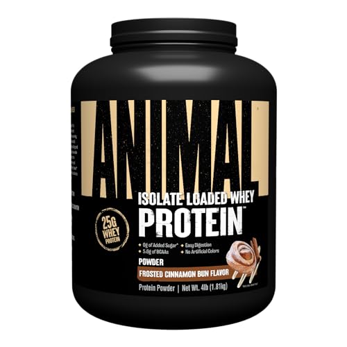 Animal Whey Isolate Protein Powder - Loaded for Pre & Post Workout Muscle Builder and Recovery with Digestive Enzymes for Men & Women - 25g Protein, Great Taste, Low Sugar - Vanilla 2 lbs