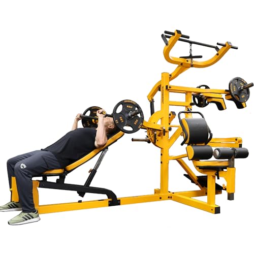 Powertec Fitness Workout Bench Multiystem® for Chest, Arms, Legs, 120.1 x 73.3 x 80.5 Inches, Yellow - Adjustable, Multi-User Weight Machines with Isolateral Arms - Premium at Home Gym Equipment