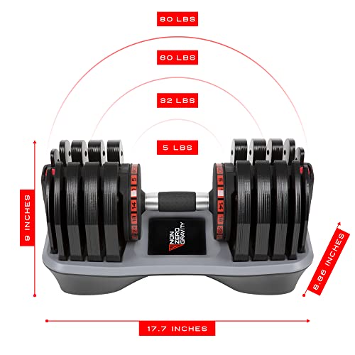Nonzero Gravity PowerDyne Adjustable Dumbbell Weights (Coal 80lbs (Set of 2))