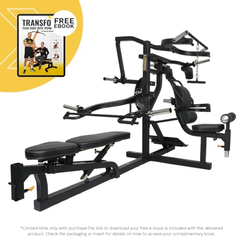 Powertec Fitness Workout Bench Multiystem® for Chest, Arms, Legs, 120.1 x 73.3 x 80.5 Inches, Black - Adjustable, Multi-User Weight Machines with Isolateral Arms - Premium at Home Gym Equipment