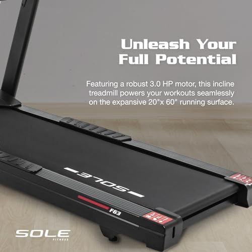 New 2023 Treadmill, Sole Treadmill F63, Foldable Treadmills for Home Use, Bluetooth, Wide Speed Range, Treadmill Foldable, Treadmills for Home with Incline, Home Exercise Treadmill (Sole F63)