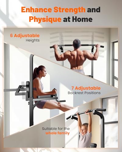 Sportsroyals Power Tower Dip Station Pull Up Bar for Home Gym Strength Training Workout Equipment Newer Version 450LBS.