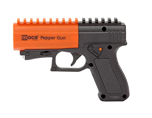 Mace Brand Self Defense Pepper Spray Gun 2.0 – Accurate 20’ Spray, Leaves UV Dye on Skin, Replaceable Cartridge (80406) — for Women/Men, Made in the USA, Black /Orange,1 Pack