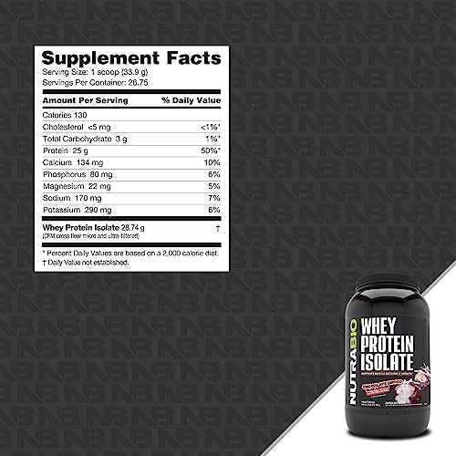 NutraBio Whey Protein Isolate Supplement – 25g of Protein Per Scoop with Complete Amino Acid Profile - Soy and Gluten Free Protein Powder - Zero Fillers and Non-GMO - Chocolate Dipped Macaroon 5lbs