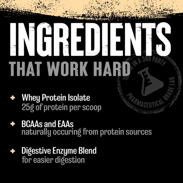 Animal Whey Isolate Protein Powder - Loaded for Pre & Post Workout Muscle Builder and Recovery with Digestive Enzymes for Men & Women - 25g Protein, Great Taste, Low Sugar - Vanilla 2 lbs