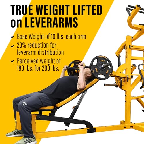 Powertec Fitness Workout Bench Multiystem® for Chest, Arms, Legs, 120.1 x 73.3 x 80.5 Inches, Yellow - Adjustable, Multi-User Weight Machines with Isolateral Arms - Premium at Home Gym Equipment