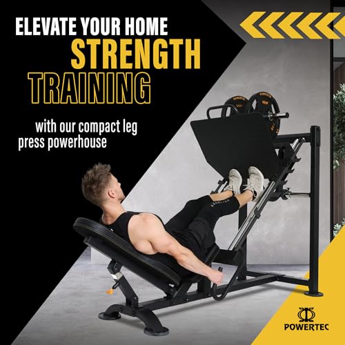 Powertec Fitness Leg Press Machine, 1000 LB Weight Capacity, Black - Professional Exercise Equipment for Home Gym - Heavy Duty Workout Equipment for Full Lower Body Workout