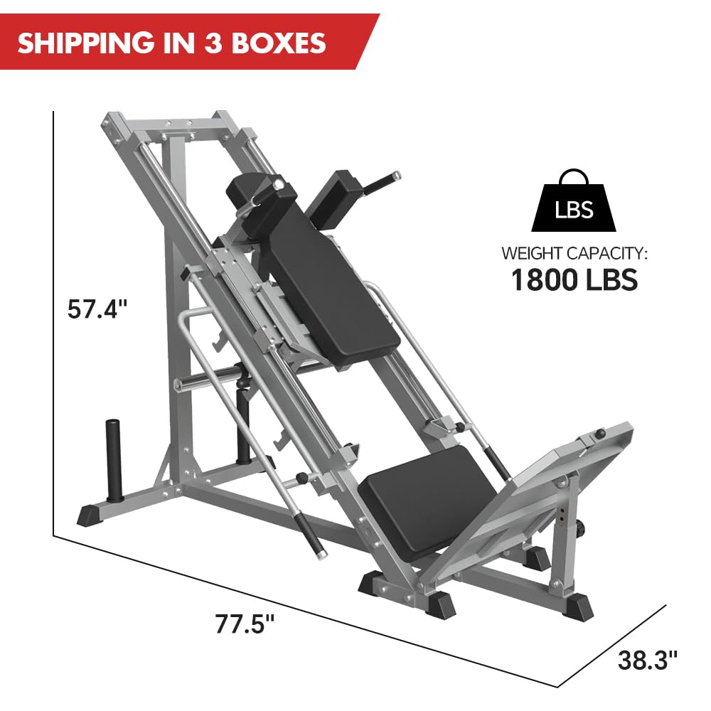 SPART Leg Press Hack Squat Machine, Professional Adjustable Leg Press Machine with Linear Bearing, Hack Squat Machine for Full Lower Body Special Workouts with Weight Storage Posts in Home Gym, Gray