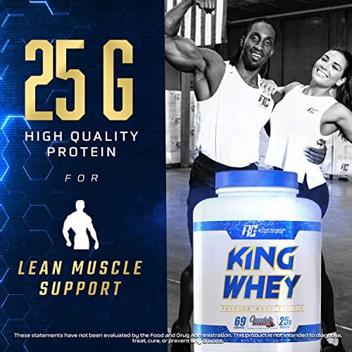 Ronnie Coleman Signature Series Whey Concentrate + Isolate Protein Powder, Pre Workout Shake Mix for Lean Muscle Support, Low Sugar Supplement for Women & Men, Chocolate Brownie Flavor, 5 lbs
